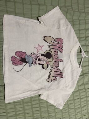 Target White Minnie Mouse 'Nashville' Graphic Tee with Pink Accents